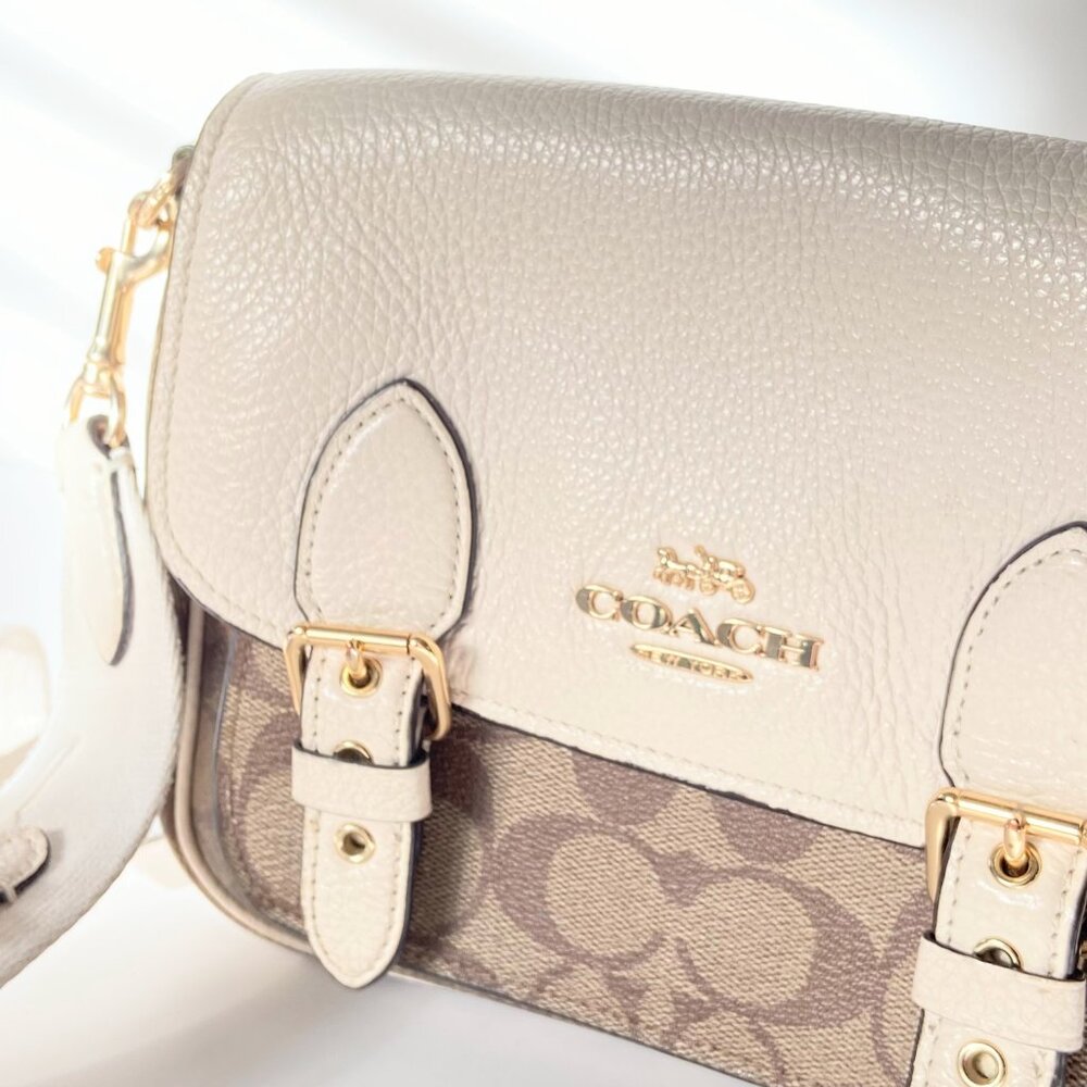 Coach Cream and Tan Crossbody Bag